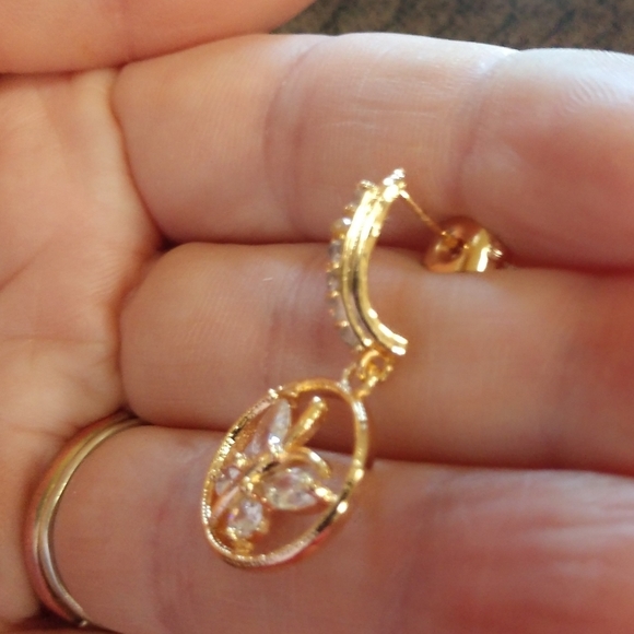 Woman's butterfly diamond topaz zircon earrings - Picture 3 of 6